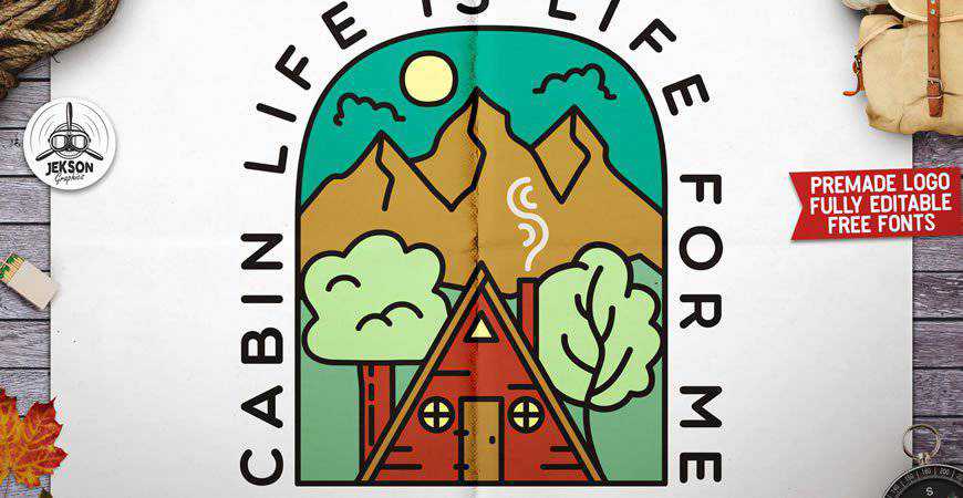 Cabin Life Badge Logo Templates travel holidy vacation