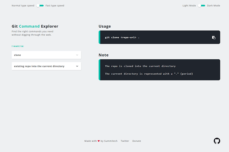 Example from Git Command Explorer