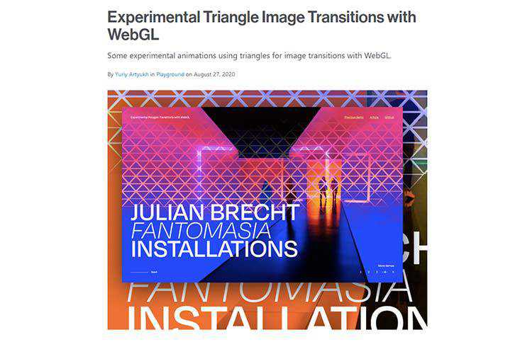 Example from Experimental Triangle Image Transitions with WebGL