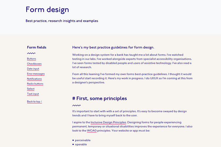 Example from Form design