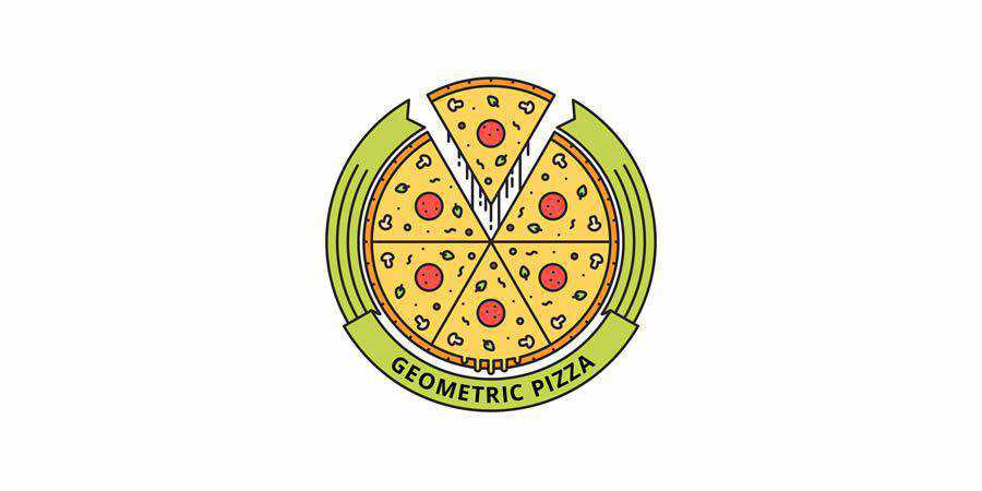 Geometric Pizza symmetrical logo design inspiration