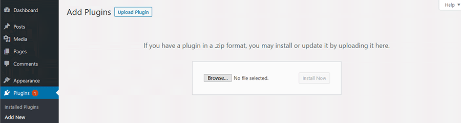 WordPress Add Plugins screen.