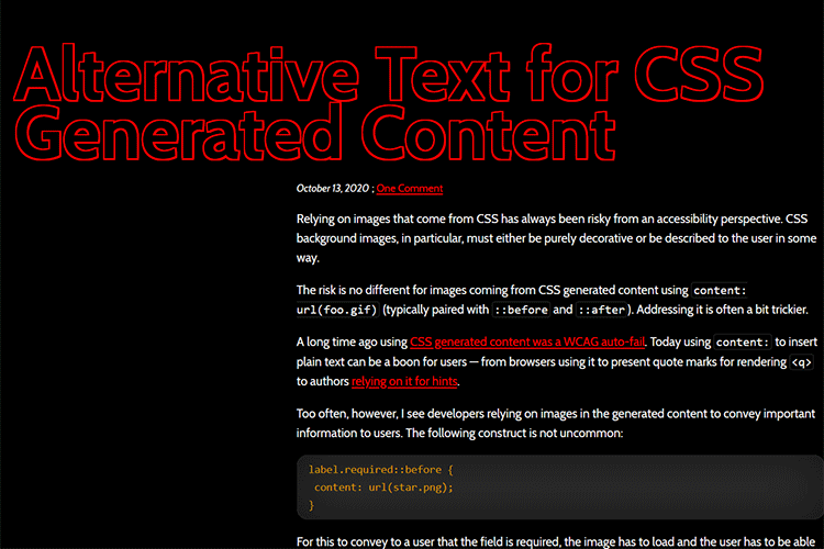 Example from Alternative Text for CSS Generated Content