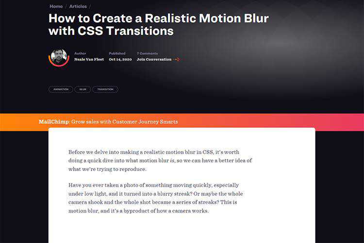 Example from How to Create a Realistic Motion Blur with CSS Transitions