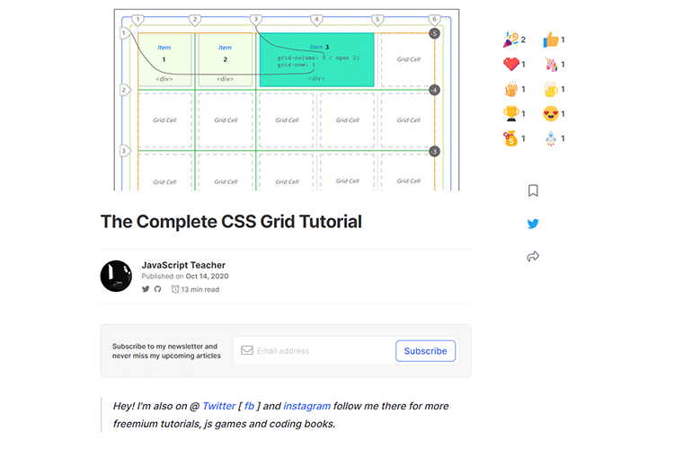 Example from The Complete CSS Grid Tutorial