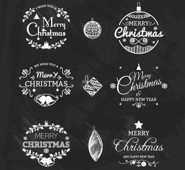 Black and White Vector Christmas Badges Pack free holidays