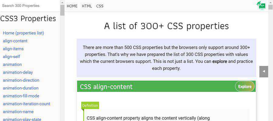 Example from A list of 300+ CSS properties
