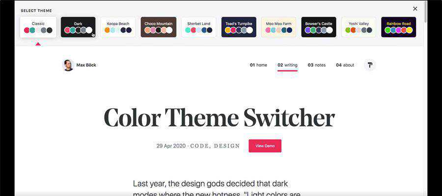 Example from Color Theme Switcher