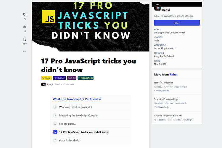Example from 17 Pro JavaScript tricks you didn't know
