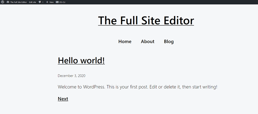 A front-end view of the WordPress Q theme.