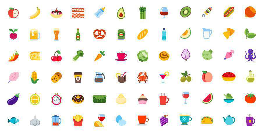 100 Colored Food Drink Icons