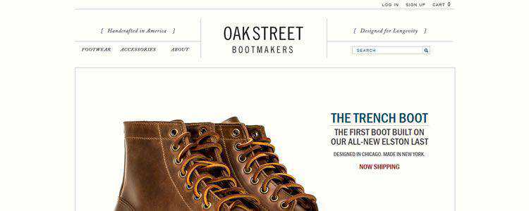 inspiration Oak Street Bootmakers example modern minimalist web design