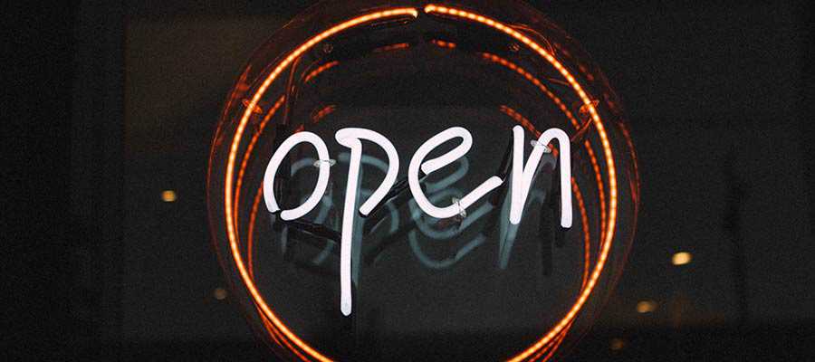 A sign that reads: "Open".