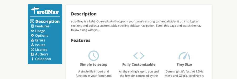 scrollNav Scrolling Side-Nav javascript navigation menu responsive web design