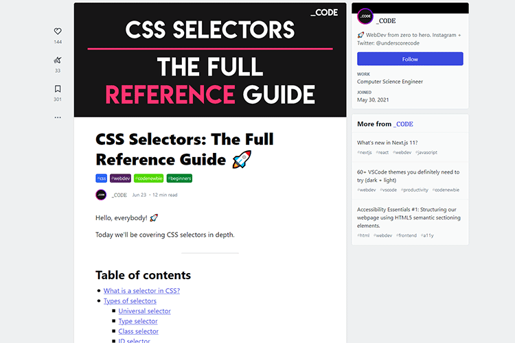 Example from CSS Selectors: The Full Reference Guide