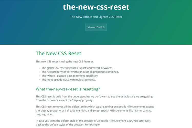 Example from The New CSS Reset