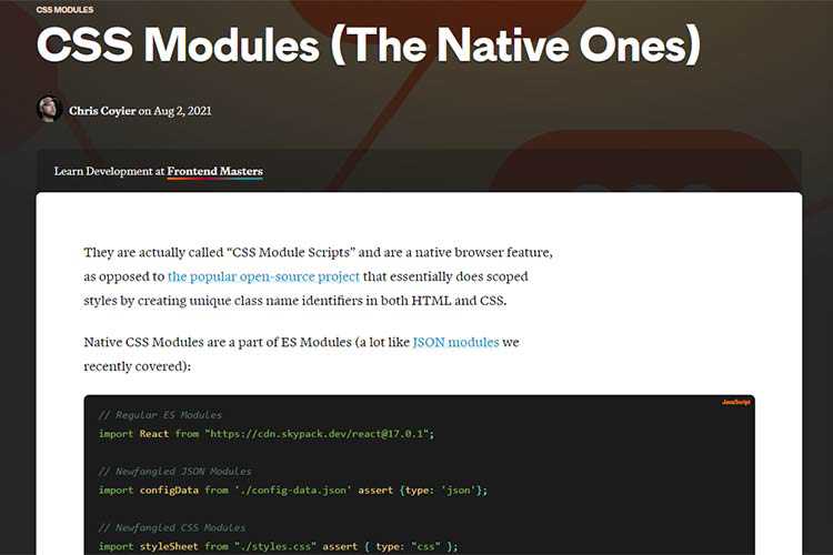 Example from CSS Modules (The Native Ones)