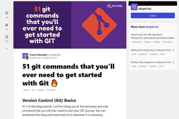 Example from 51 git commands that you'll ever need to get started with Git