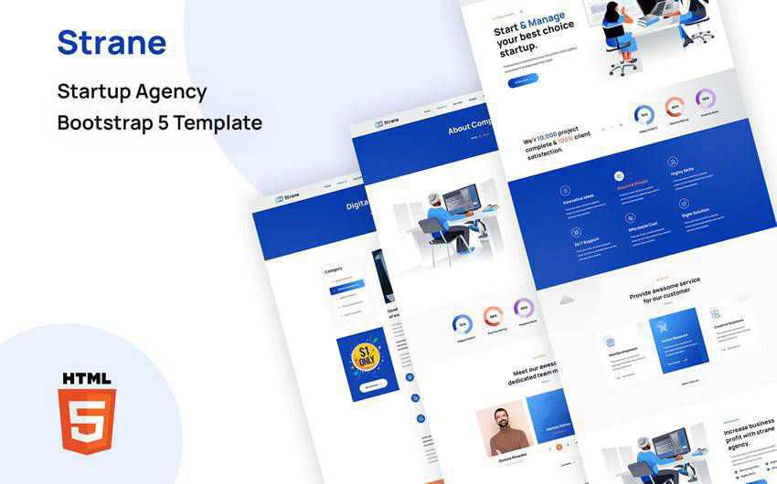 Strane startup agency bootstrap 5 free bootstrap web template html html5 responsive mobile-first