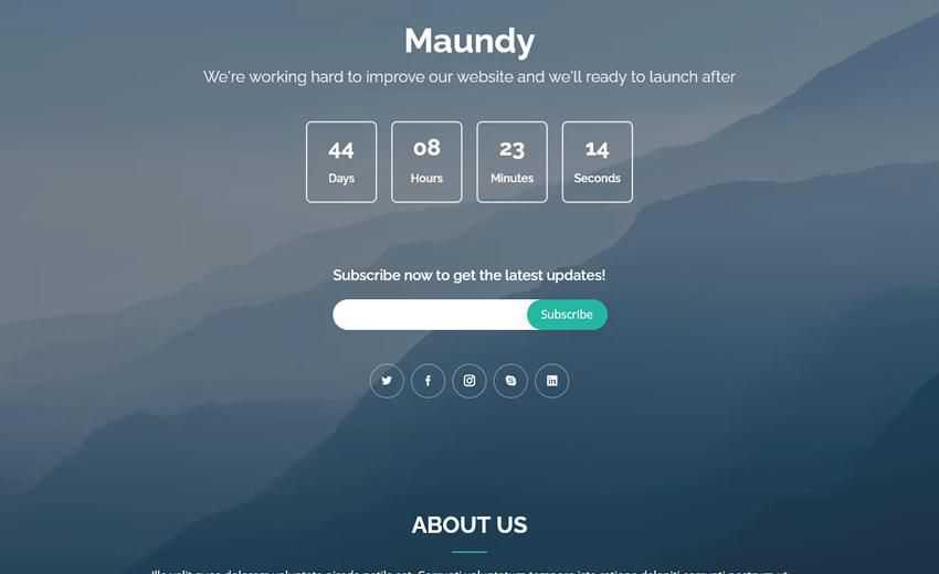 Maundy coming soon landing page free bootstrap web template html html5 responsive mobile-first