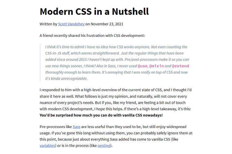 Example from: Modern CSS in a Nutshell