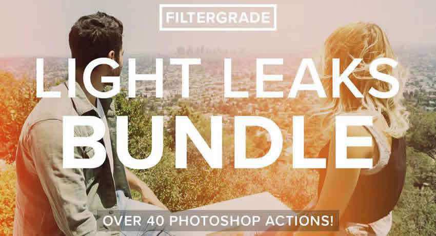 bundle light leak effects photo free photoshop actions