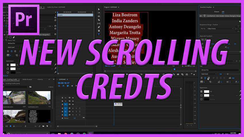 Cómo crear créditos en Adobe Premiere Pro