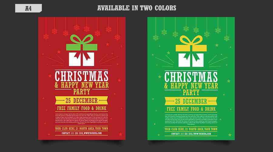 Free Christmas Happy New Year Party Flyer Template Mockup free holidays