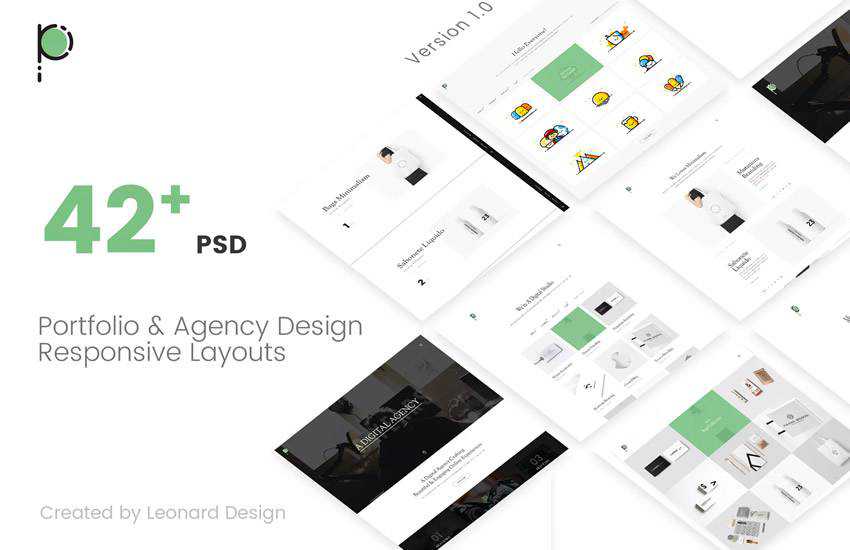 Poseidon Creative Portfolio Agency web design layout adobe photoshop template free psd format