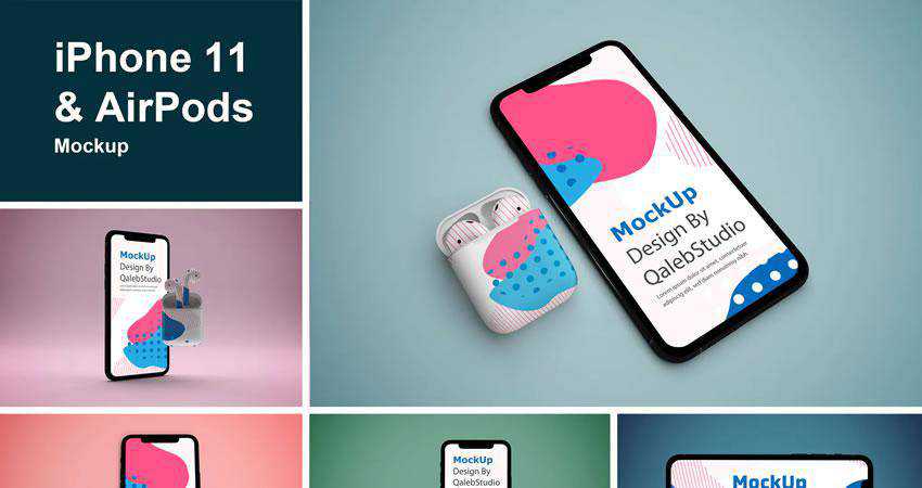 iPhone 11 AirPods free iphone mockup template psd photoshop