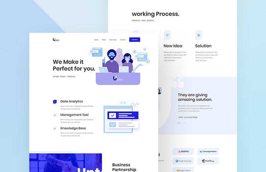 Upto Landing Page Concept web design layout adobe photoshop template free psd format