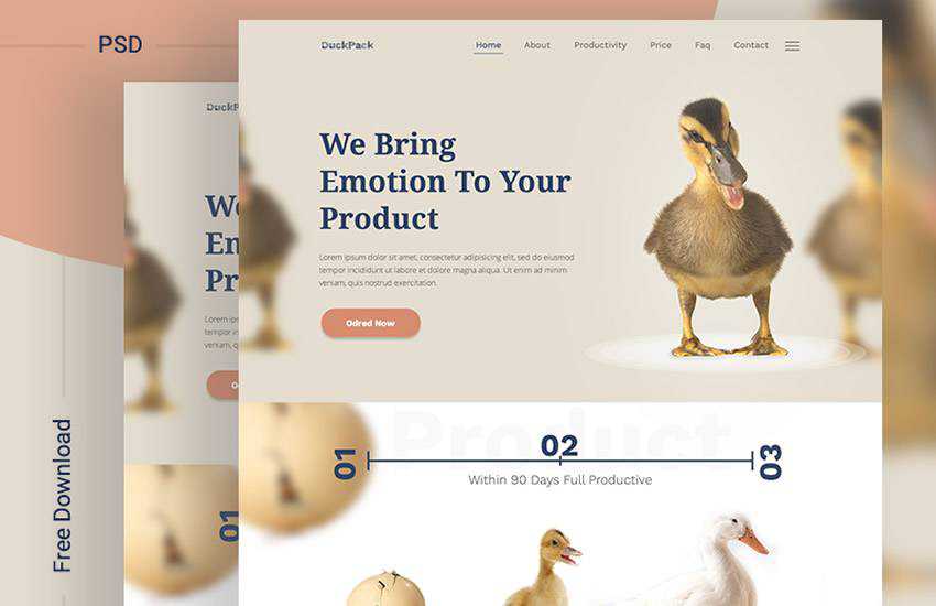 DuckPack Landing Page web design layout adobe photoshop template free psd format