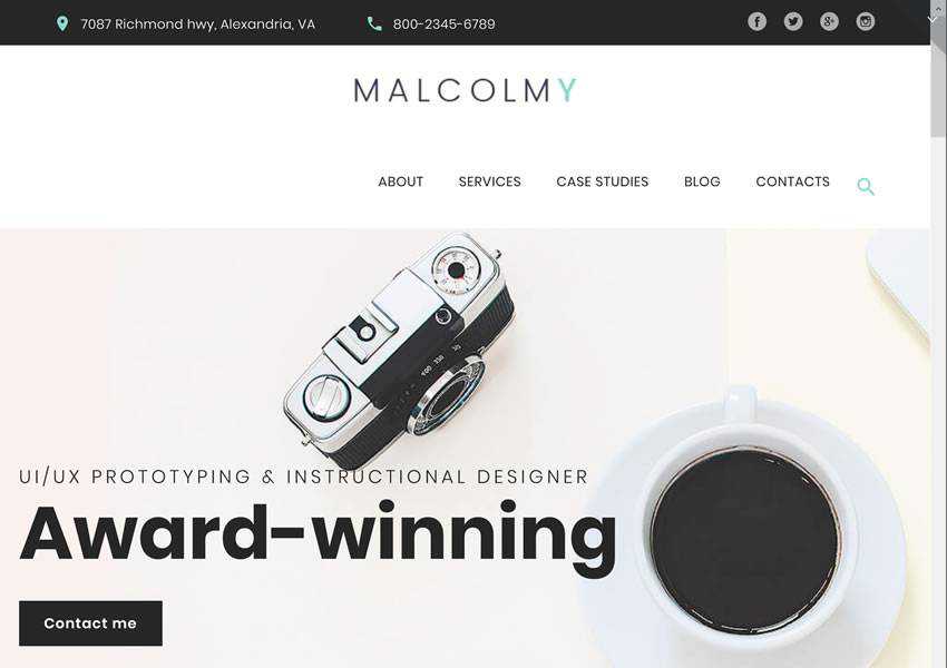 MalcomY Freelance Designer free wordpress theme wp responsive creative designer agency portfolio camera
