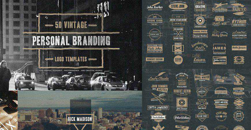 Vintage Personal Branding Logo Templates photographer camera photography