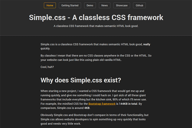 Example from Simple.css