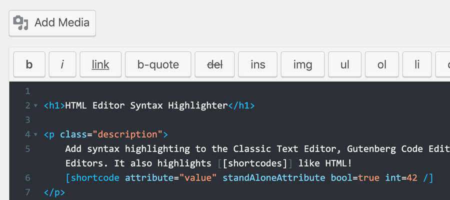 HTML Editor Syntax Highlighter