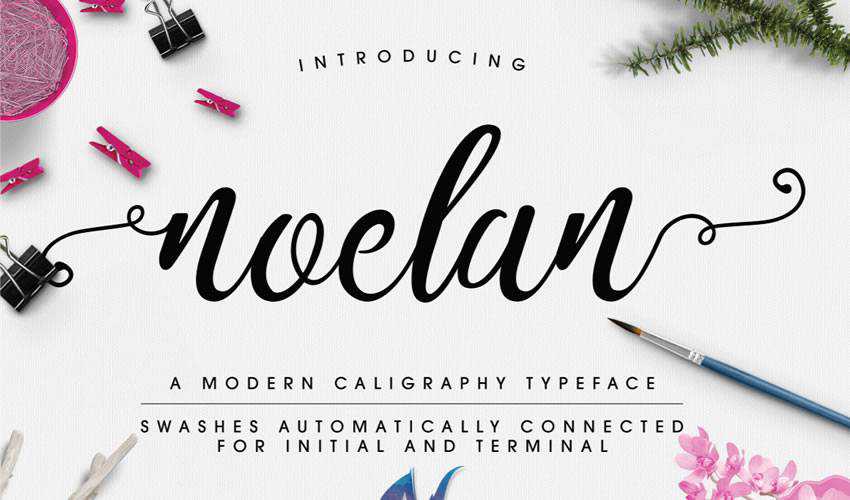 skrip tipografi kaligrafi font gratis Noelan