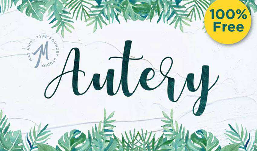 free font calligraphy typography script Autery Script