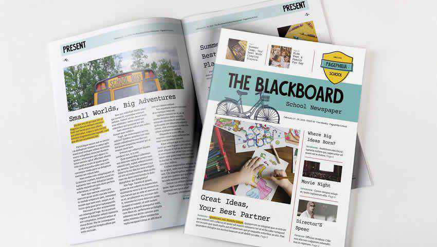 The Blackboard School Newspaper Template for InDesign