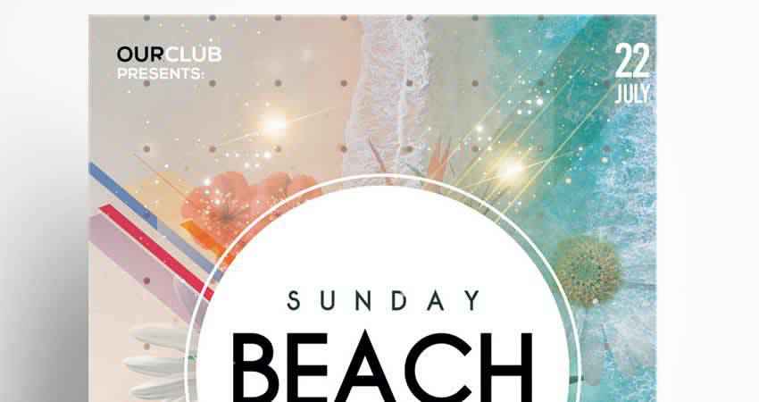Sunday Beach Party Flyer Template Photoshop PSD