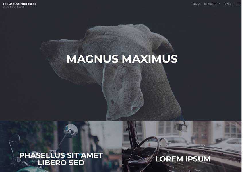 Magnus Photoblogging free wordpress theme wp responsive photographer portfolio camera