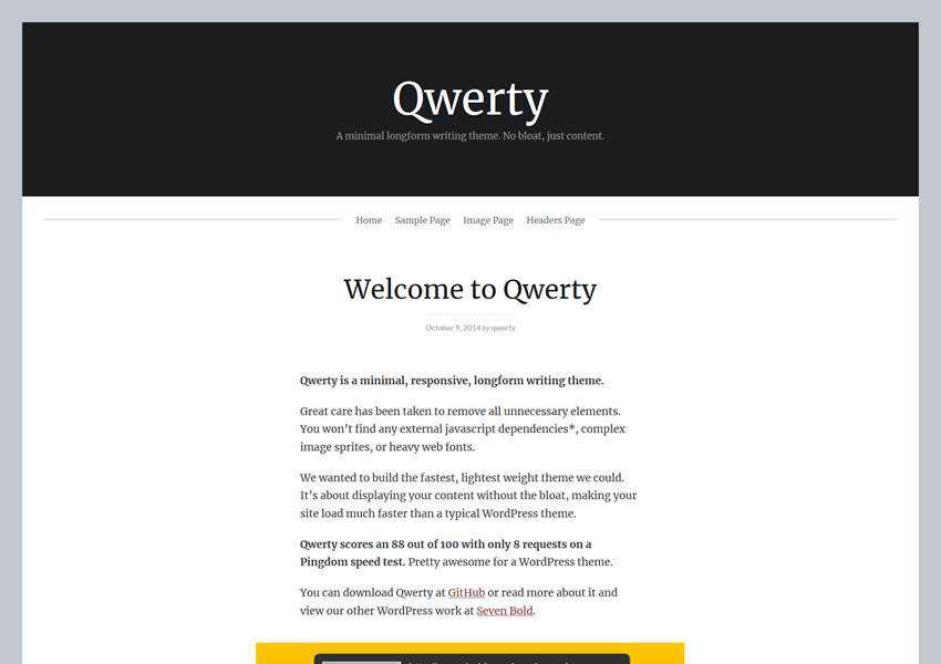 Qwerty Minimal free wordpress theme wp responsive template blog writer longform article