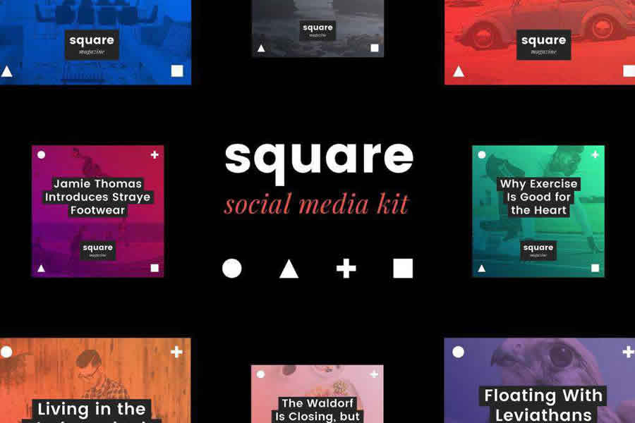 Square social media template pack format Adobe Photoshop PSD