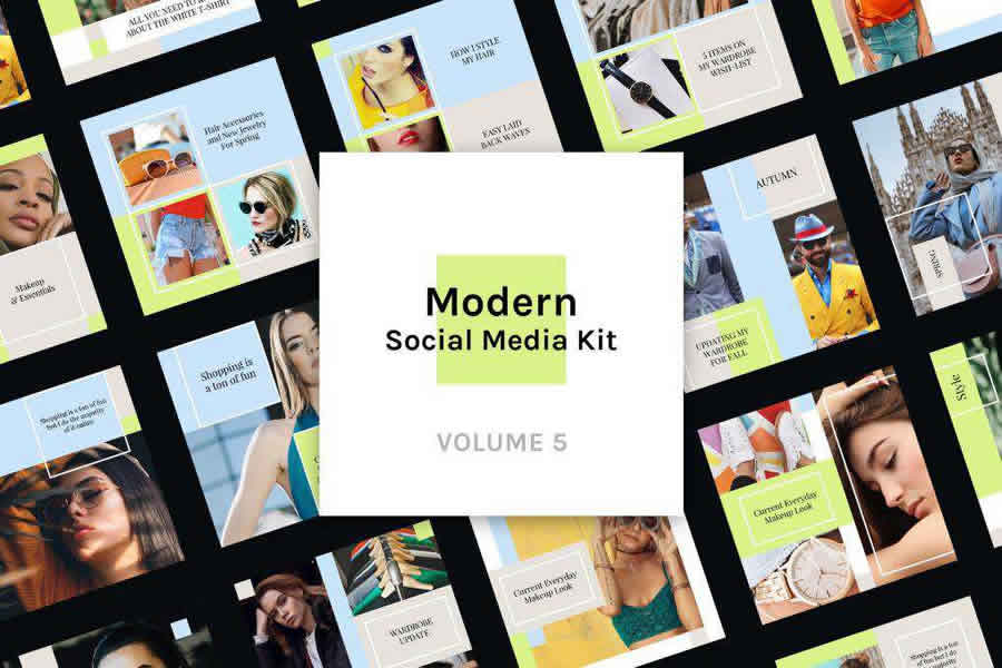 Modern Photoshop PSD 5 volume modern social media template package format
