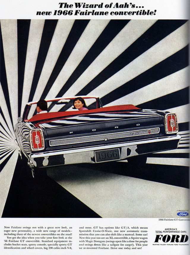 vintage poster advertisment design Ford Fairlane Convertible (USA)