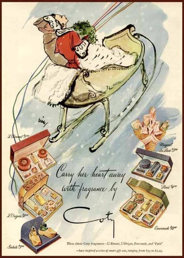vintage poster advertisment design 1944 ad for Coty fragrances
