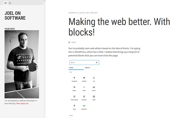 Example from Making the web better. With blocks!