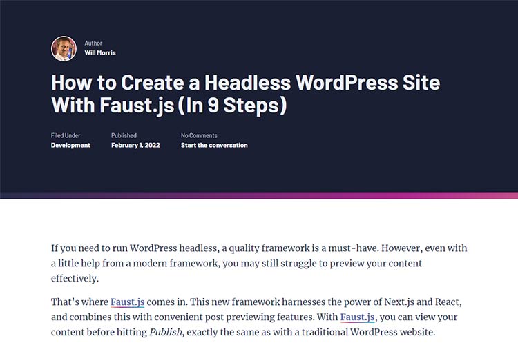 Example from How to Create a Headless WordPress Site With Faust.js (In 9 Steps)