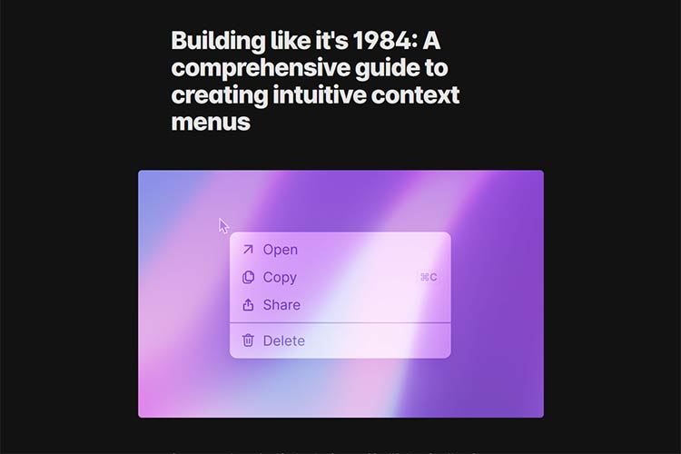  Example from Building like it's 1984: An extensive guide to developing user-friendly context menus
