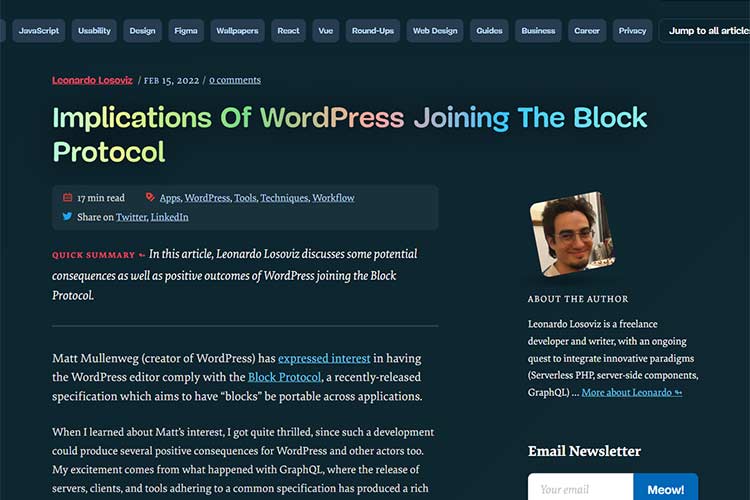 Example from Implications Of WordPress Joining The Block Protocol
